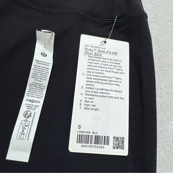 Lululemon sz S Nulu Slim Fit Maxi Skirt High Rise Black - Picture 4 of 6
